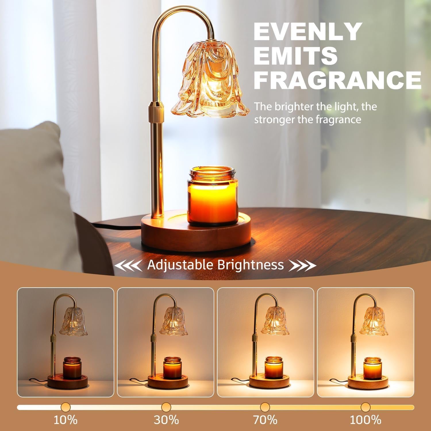 Candle Warmer Lamp with Timer & Dimmer, Electric Candle Melter Light, Birthday for Women Mom Wife, House Warming New Home Cozy Decor, Wax Melt Warmer for Jar Candles with 2 Bulbs