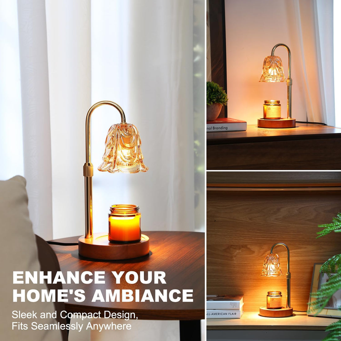 Candle Warmer Lamp with Timer & Dimmer, Electric Candle Melter Light, Birthday for Women Mom Wife, House Warming New Home Cozy Decor, Wax Melt Warmer for Jar Candles with 2 Bulbs