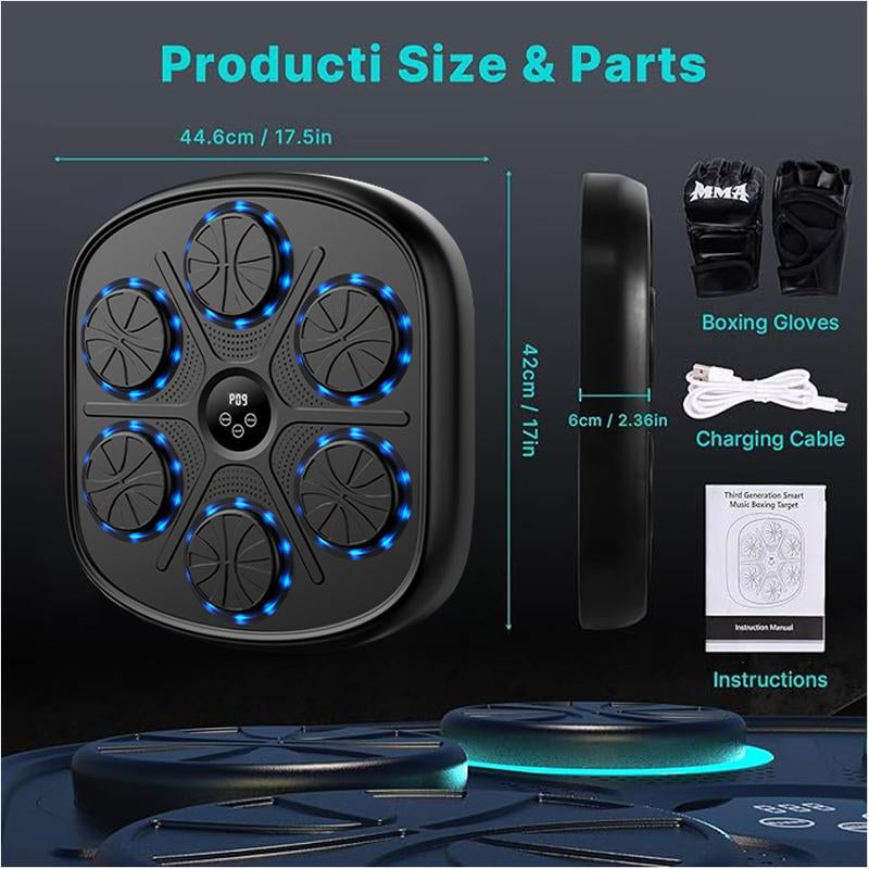 Holdbody Smart Bluetooth Boxing Trainer with Boxing Gloves for Adults and Kids - Music Wall Punching Machine for Home, Office, and Gym Music Boxing