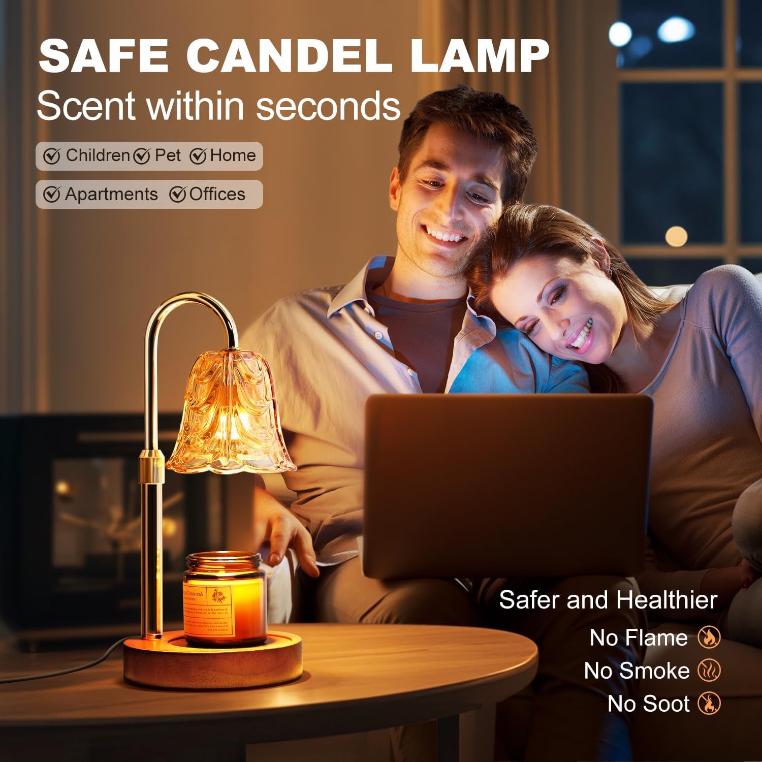 Candle Warmer Lamp with Timer & Dimmer, Electric Candle Melter Light, Birthday for Women Mom Wife, House Warming New Home Cozy Decor, Wax Melt Warmer for Jar Candles with 2 Bulbs