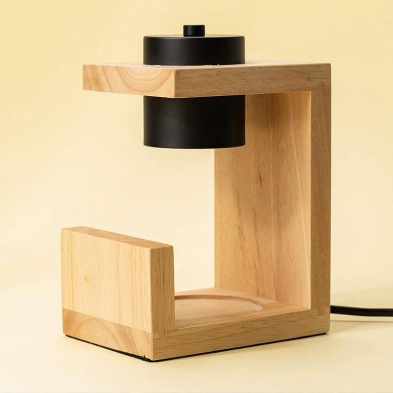 Wooden Burner Candle Lamp Warmer, 1 Count Modern Simple Home Bedroom Solid Wood Candle Lamp Warmer, Living Room Decoration Atmosphere Warm Light Aromatherapy Lamp, Room Decor, Household Items