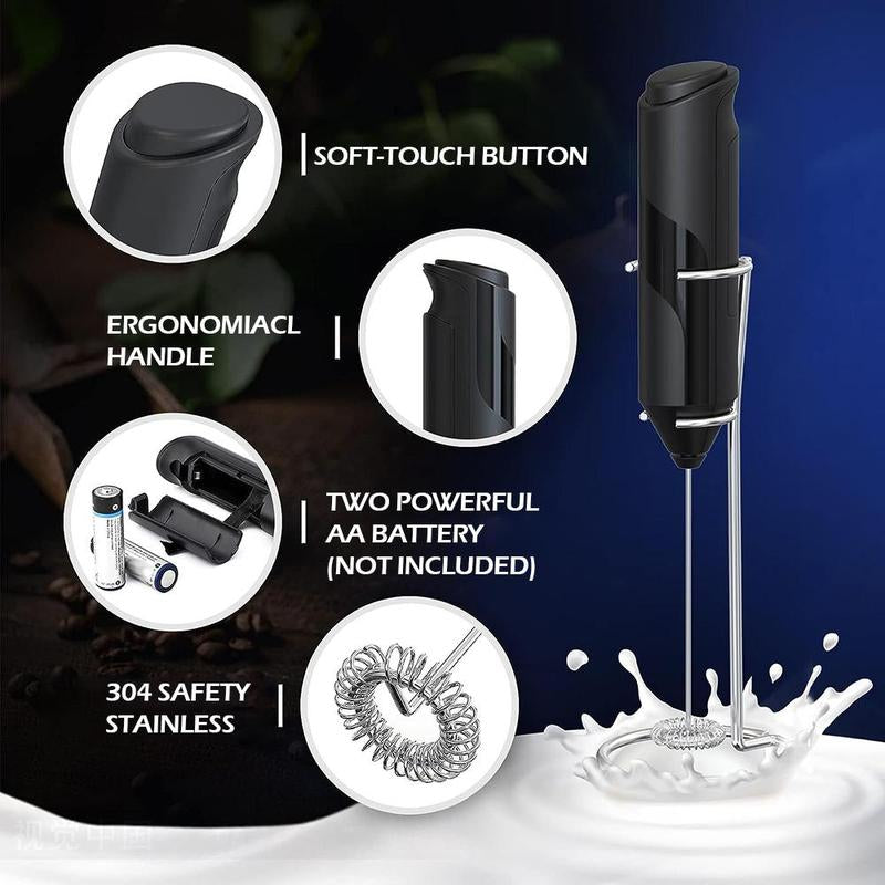 Electric Egg Beater, Handheld Blender with Stainless Steel Stand, Battery Required Coffee Milk Frother without Battery