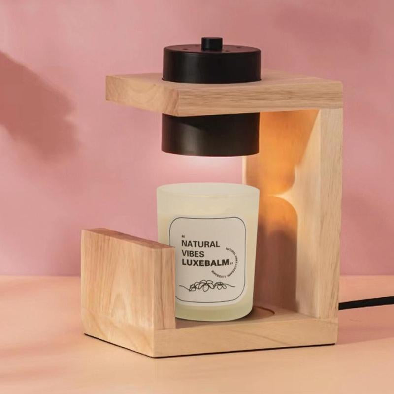 Wooden Burner Candle Lamp Warmer, 1 Count Modern Simple Home Bedroom Solid Wood Candle Lamp Warmer, Living Room Decoration Atmosphere Warm Light Aromatherapy Lamp, Room Decor, Household Items