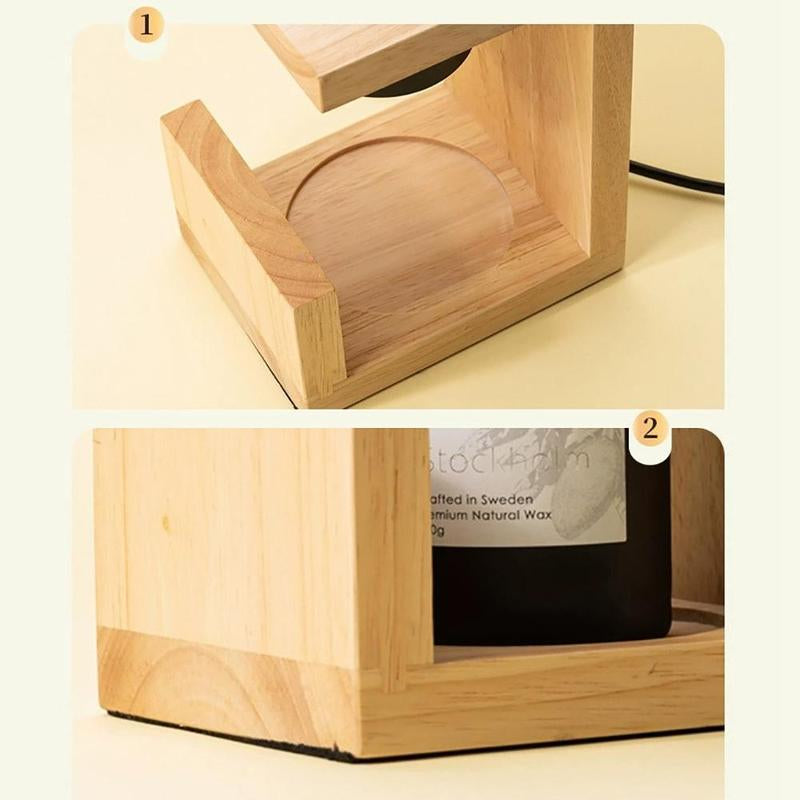 Wooden Burner Candle Lamp Warmer, 1 Count Modern Simple Home Bedroom Solid Wood Candle Lamp Warmer, Living Room Decoration Atmosphere Warm Light Aromatherapy Lamp, Room Decor, Household Items