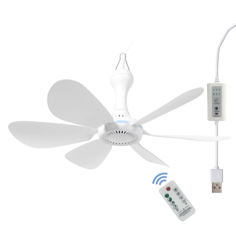 Mengnessly USB Mini Small Ceiling Fan Quiet Camping RV Fans Timing,Speed Emergency Portable Outdoor Hanging Gazebo Canopy Dorm Silent for Grow Tent,Hiking,Outages USB Ceiling Fan Home Room with Remote