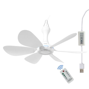 Mengnessly USB Mini Small Ceiling Fan Quiet Camping RV Fans Timing,Speed Emergency Portable Outdoor Hanging Gazebo Canopy Dorm Silent for Grow Tent,Hiking,Outages USB Ceiling Fan Home Room with Remote