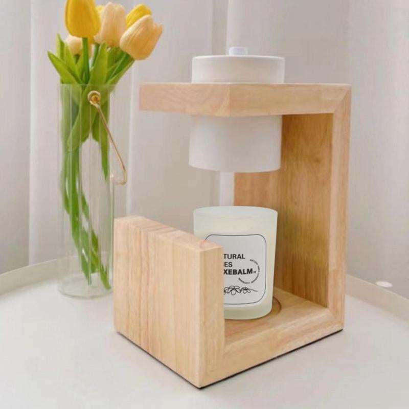 Wooden Burner Candle Lamp Warmer, 1 Count Modern Simple Home Bedroom Solid Wood Candle Lamp Warmer, Living Room Decoration Atmosphere Warm Light Aromatherapy Lamp, Room Decor, Household Items