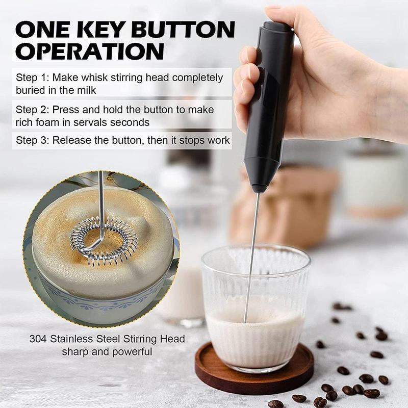 Electric Egg Beater, Handheld Blender with Stainless Steel Stand, Battery Required Coffee Milk Frother without Battery